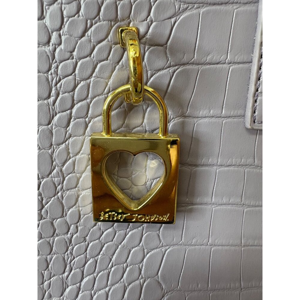 Lilac Faux Croc Tote Bag Purse Floral Lining Rainbow Strap Fairy Mermaid Easter - Picture 10 of 16